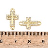 Cross Brass Micro Pave Clear Cubic Zirconia Connector Charms KK-P339-04G-3