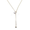 Imitation Pearl Ball & Stainless Steel Lariat Women's Necklace GA0046-1-1