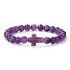 Natural Amethyst Round Beads Stretch Bracelets LS-YG0612-7-1