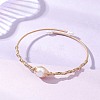 Copper Wired Pearl Cuff Bangles for Women BJEW-JB13438-1