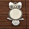 25x4.5mm Dome Transparent Glass Cabochons and Antique Silver Owl Alloy Pendant Cabochon Settings for DIY DIY-X0182-AS-NR-4