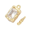 Brass Micro Pave Clear Cubic Zirconia Box Clasps KK-P291-40G-2