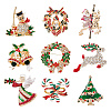 9Pcs 9 Styles Christmas Theme Rhinestone Brooch Pin JEWB-DC0001-33-1