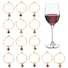 14Pcs 14 Colors Stainless Steel Rhinestone Wine Glass Charms AJEW-BC00020-1