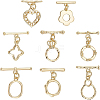 BENECREAT 16 Sets 8 Style Brass Toggle Clasps KK-BC0002-28-1