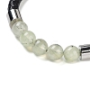 Natural Prehnite Round Round Bead Braided Leather Cord Bracelets for Men Women BJEW-A009-11P-08-2