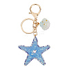 1Pc Diamond-Studded Starfish Shell Car Zinc Alloy
 Keychain Acrylic Cute Men and Women Bag Pendant Metal Keychain Ring Gift KEYC-SP0001-18A-1