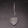 Brushed Style Heart Glass Pendant GLAA-WH0031-07B-1