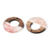 Transparent Resin & Walnut Wood Pendants RESI-T035-20-A01-3