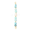 Faceted Round Natural Amazonite & Apatite & Potato Natural Cultured Freshwater Pearl Beaded Connector Charms PALLOY-JF03531-05-1
