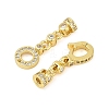 Brass Micro Pave Clear Cubic Zirconia Fold Over Clasps KK-H202-19G-2