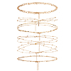 6 Styles Alloy Double Lyaer Round Ball Chain Waist Chains for Women AJEW-PH0008-07-1