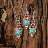 Bohemian Style Alloy & Synthetic Turquoise Pendant Necklaces & Dangle Earrings Sets WG2E1B4-05-1