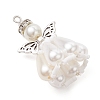 Pearlized Glass Pearl Beads  Pendants PALLOY-MZ00487-04-3