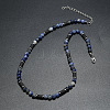 Natural Blue Spot Jasper Round and Lava Rock Column Beaded Necklaces for Men LS-AD4538-3-1