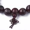 Wood Mala Bead Bracelets BJEW-S140-01A-2