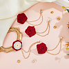 4Pcs Polyester Rose Flower Lapel Pin Backs JEWB-FH0002-09B-4