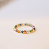 Natural Rainbow Tourmaline Round Beaded Finger Rings WGDC3AE-02-1