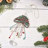 Glass & Braided Nylon Christmas Tree Pendant Decoration HJEW-TA00491-1
