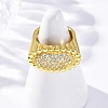 Brass Micro Pave Clear Cubic Zirconia Cuff Rings for Wome RJEW-Q009-02G-1