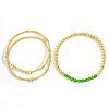 3 Pcs Birthstone Glass Imitation Quartz Brass Bead Bracelet KF1017-8-1