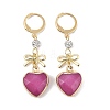 Natural Mixed Gemstone Heart & Bowknot Drop Earrings EJEW-JE05388-4