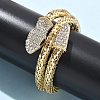 Snake Alloy Rhinestone Bangles for Women BJEW-G085-01G-02-3