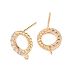 Brass Micro Pave Clear Cubic Zirconia Ring Stud Earring Findings KK-Z133-02G-02-2