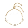 Adjustable Brass Clear Cubic Zirconia Flat Round Link Chains Slider Bracelets BJEW-JB12326-2