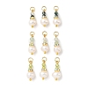 3Pcs 3 Styles Faceted Natural Peridot & Moss Agate & Natural Green Aventurine and Potato Pearl Pandants PALLOY-JF06048-03-1