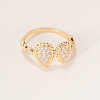 Brass Micro Pave Cubic Zirconia Cuff Open Rings for Women BQ0682-7-1