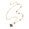 Natural Tiger Eye Paw Print Pendant Brass Paperclip Chain Cable Chain Necklaces for Women NJEW-JN05790-4