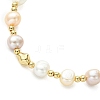 Adjustable Natural Cultured Freshwater Pearl & Brass Beads Slider Bracelets  for Women BJEW-JB13604-3