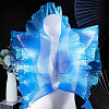 Polyester Organza Ruffled Pleated Lace Fabric Trim OCOR-WH0070-15B-4