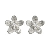 Rack Plating Flower Brass ABS Imitation Pearl Stud Earrings EJEW-M029-03P-1