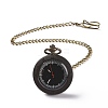 Ebony Wood Pocket Watch with Brass Curb Chain and Clips WACH-D017-F02-AB-1