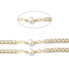 Brass Cubic Zirconia Link Chains with Shell Pearl CHS-P016-17G-2