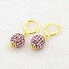 Dangling Round Ball Resin Rhinestone Earrings EJEW-J080-27G-1