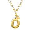 304 Stainless Steel Clear Cubic Zirconia Heart & Letter Pendant Curb Chain Necklaces for Women NJEW-FS00012-27O-1