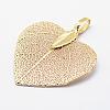 Brass Plated Natural Leaf Pendants KK-G321-E-2