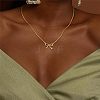 Bowknot Brass Pendant Necklaces for Women WG5C793-06-1