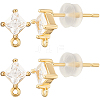 4 Pair Brass Micro Pave Cubic Zirconia Stud Earring Findings KK-BBC0020-01-1