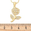 Brass Micro Pave Clear Cubic Zirconia Pendant Necklaces for Women NJEW-M084-02G-01-3