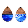 Transparent Resin & Walnut Wood Pendants RESI-N039-25B-3