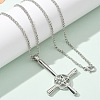 Cross & Star Alloy Pendant Pendant Twisted Chain Necklaces for Women NJEW-NH0001-03P-2