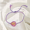 Boho Handmade Lampwork Heart Adjustable Braided Cotton Cord Bracelets for Women WGD66FD-02-1