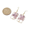 Natural Lepidolite/Purple Mica Stone Chips Tree Dangle Earrings EJEW-JE05734-05-3