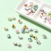 50Pcs 10 Colors Floral Printed Porcelain Beads PORC-YW0001-57-2