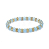 3Pcs 3 Color Natural Malaysia Jade(Dyed) & Alloy Daisy Beaded Stretch Bracelets for Women BJEW-JB08856-4