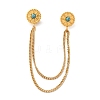 304 Stainless Steel Pave Dyed Synthetic Turquoise Hanging Chain Brooch JEWB-S021-04G-03-2